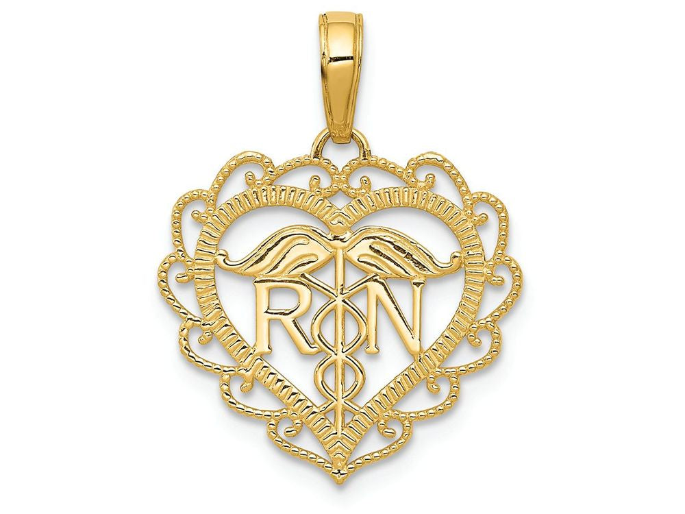 FJC Finejewelers 14k Yellow Gold Registered Nurse Heart Charm