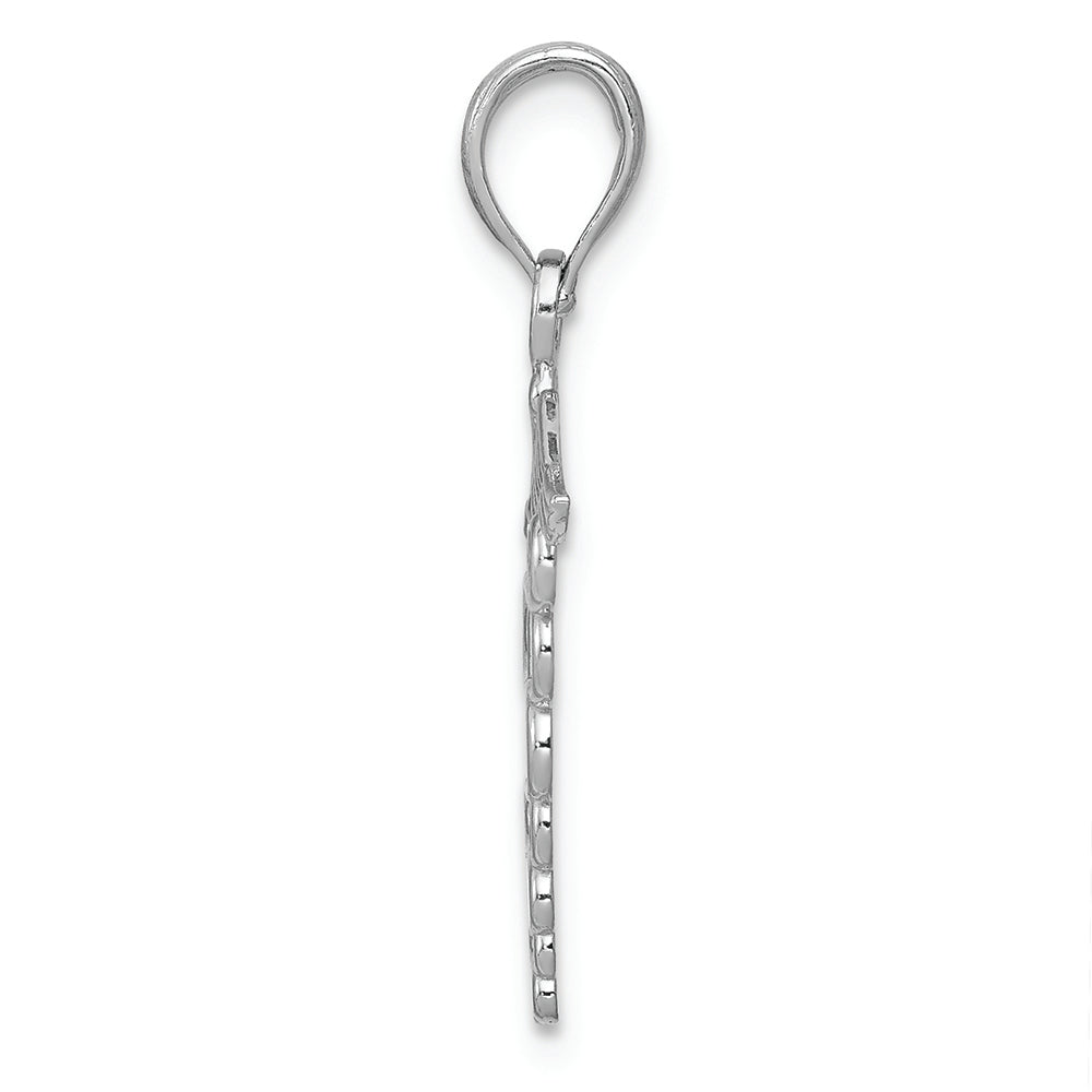 FJC Finejewelers 14k White Gold White Caduceus Charmtextured