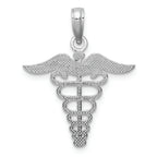 FJC Finejewelers 14k White Gold White Caduceus Charmtextured
