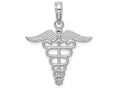 FJC Finejewelers 14k White Gold White Caduceus Charmtextured
