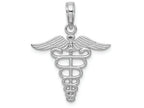 FJC Finejewelers 14k White Gold White Caduceus Charmtextured