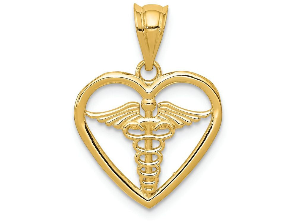 FJC Finejewelers 14k Yellow Gold Caduceus Heart Medical Charm