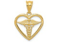 FJC Finejewelers 14k Yellow Gold Caduceus Heart Medical Charm