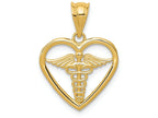 FJC Finejewelers 14k Yellow Gold Caduceus Heart Medical Charm