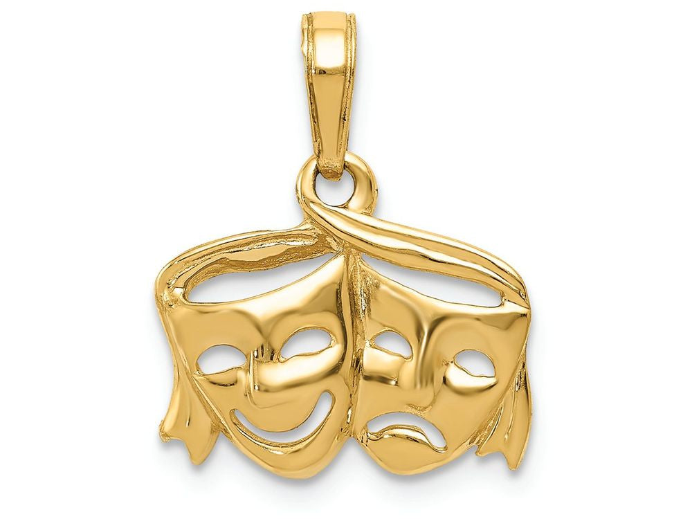 FJC Finejewelers 14k Yellow Gold Satin Polished Open-backed Comedytragedy Charm
