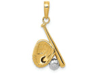 FJC Finejewelers 14k Yellow Gold with Rhodium Baseball  Bat  Glove Charm