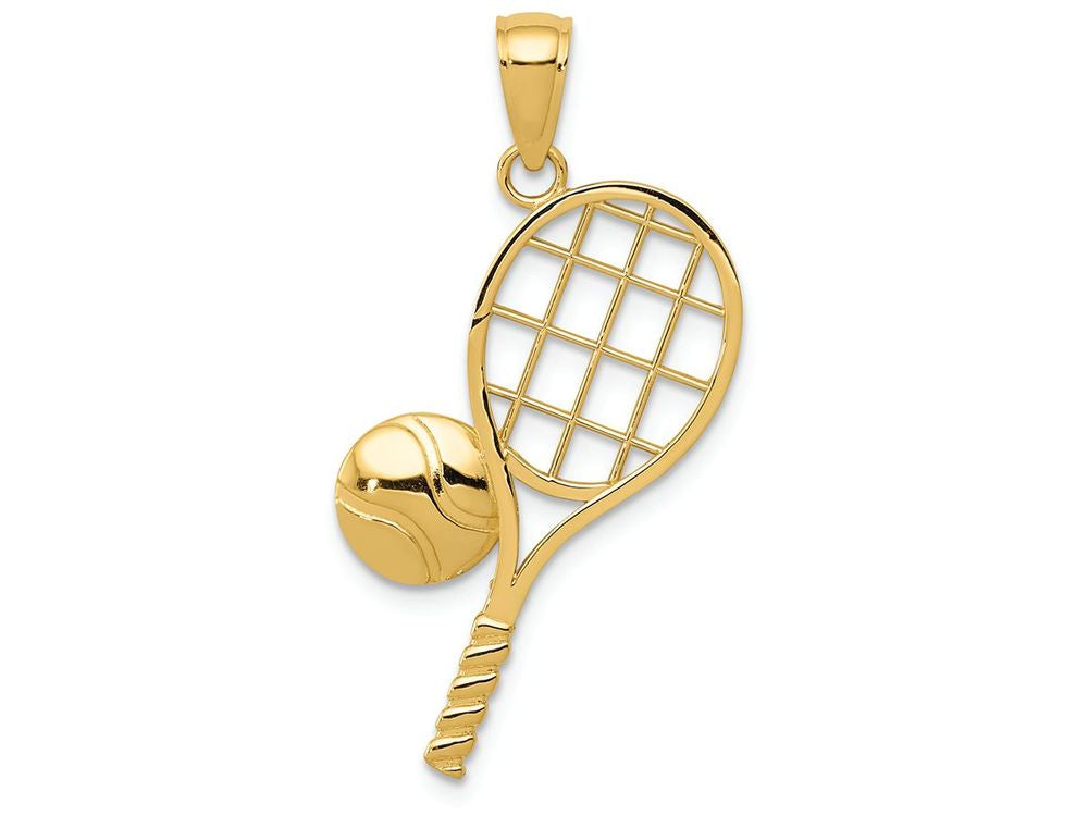 FJC Finejewelers 14k Yellow Gold Bright Cut Tennis Racquet Charm