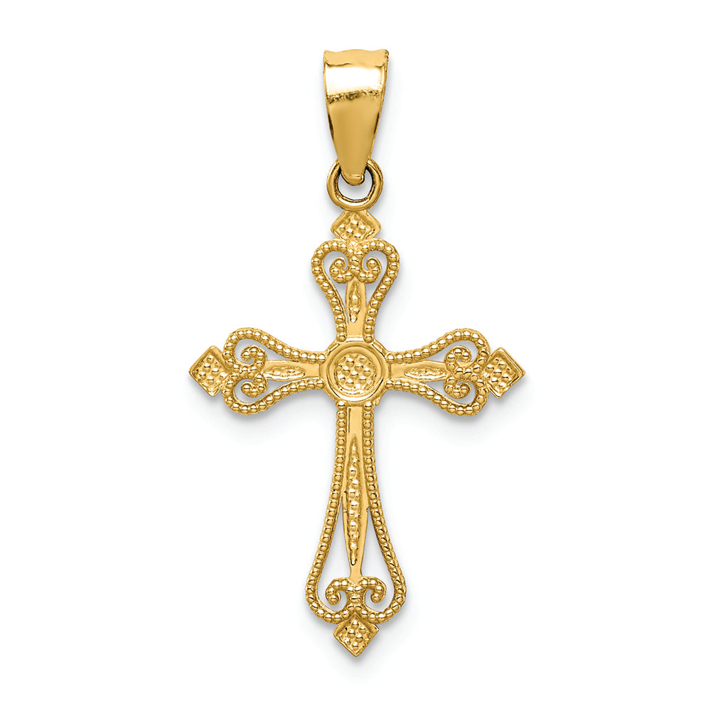 FJC Finejewelers 14k Yellow Gold Mini Budded Cross Charm