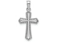 FJC Finejewelers 14k White Gold Beaded Trim Cross withcenter Charm