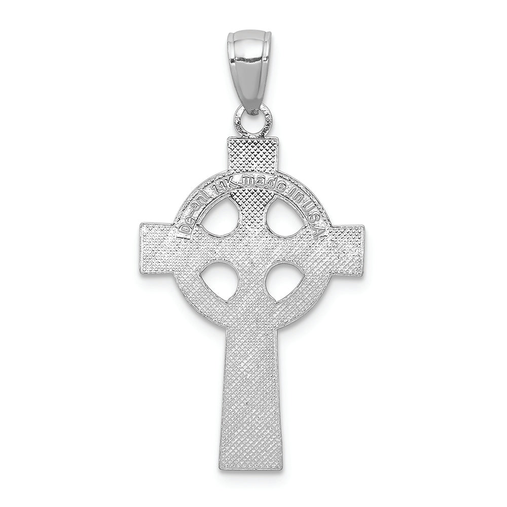 FJC Finejewelers 14k White Gold Lrg Celtic Cross with Eternity Circle Design Texture (1 Charm