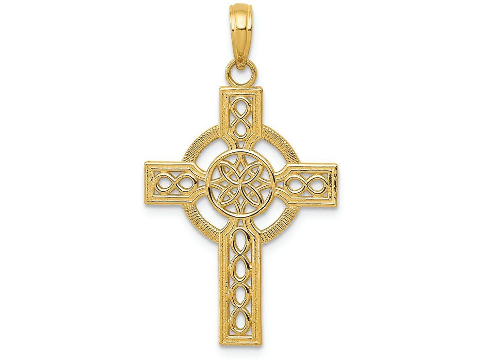 FJC Finejewelers 14k Yellow Gold Bright Cut Celtic Cross Charm