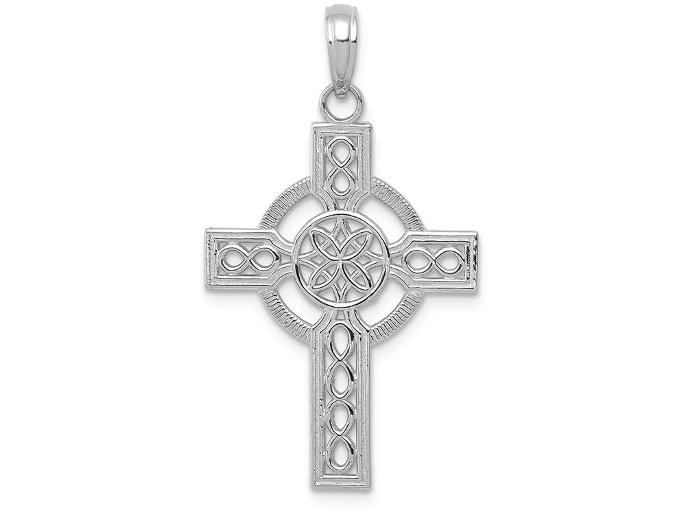 FJC Finejewelers 14k White Gold Bright Cut Celtic Cross Charm