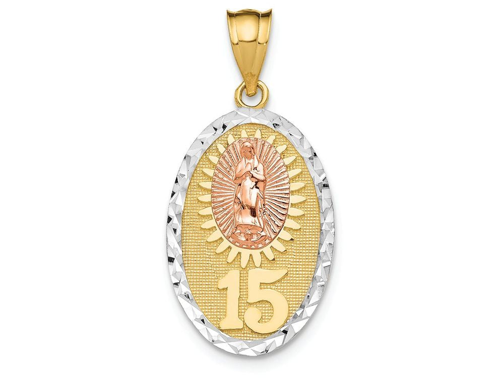 FJC Finejewelers 14k Yellow Rose Gold with with Rhodium Guadalupe 15 Charm