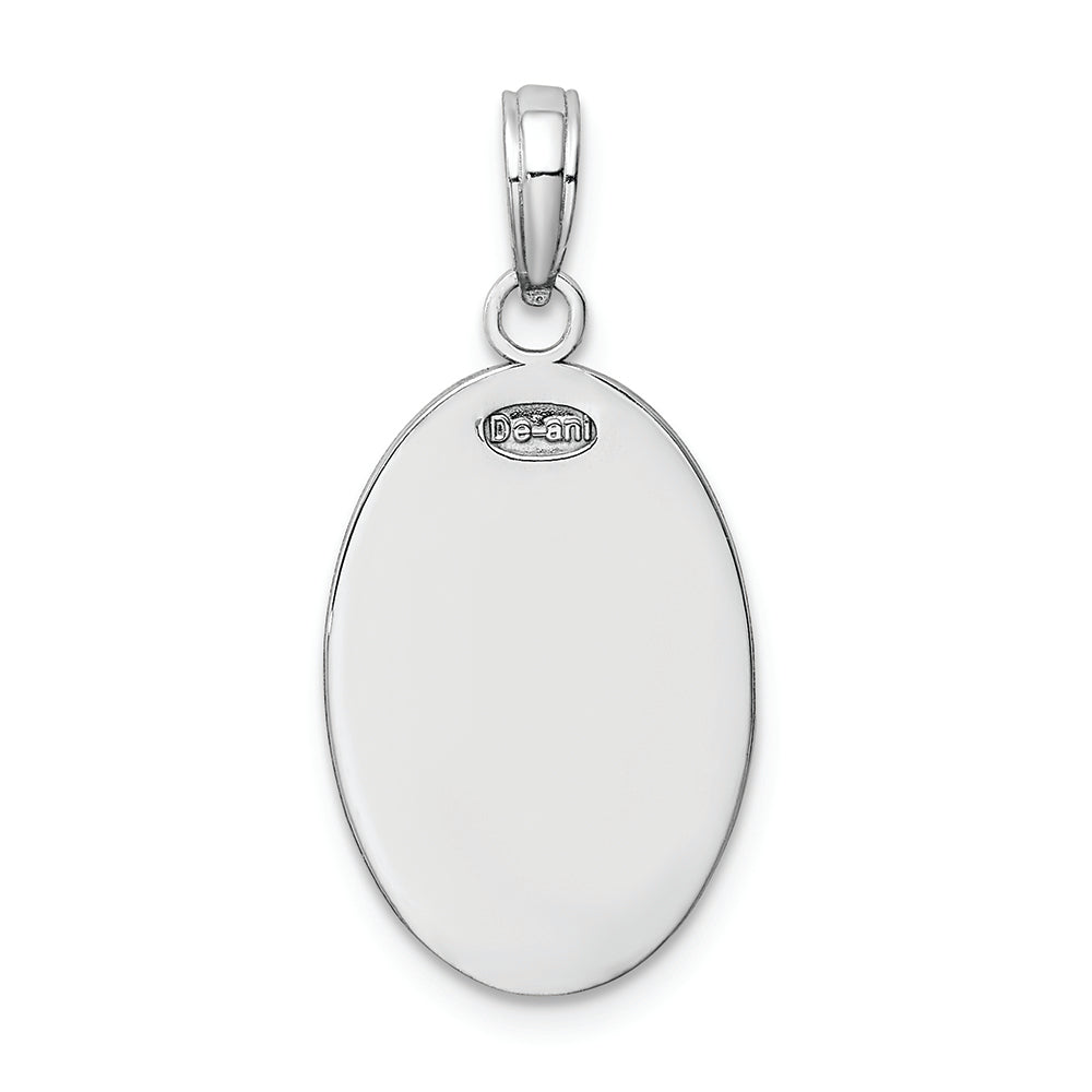 FJC Finejewelers 14k White Gold White Saint Christopher Oval Medal Textured Charm