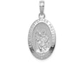 FJC Finejewelers 14k White Gold White Saint Christopher Oval Medal Textured Charm
