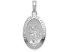 FJC Finejewelers 14k White Gold White Saint Christopher Oval Medal Textured Charm