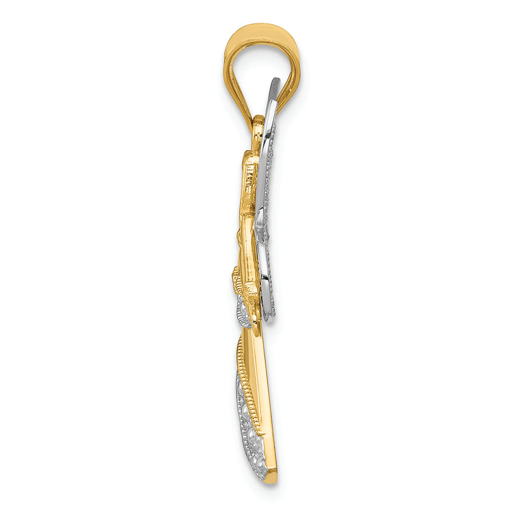 FJC Finejewelers 14k Yellow White Gold with with Rhodium Angel Charm