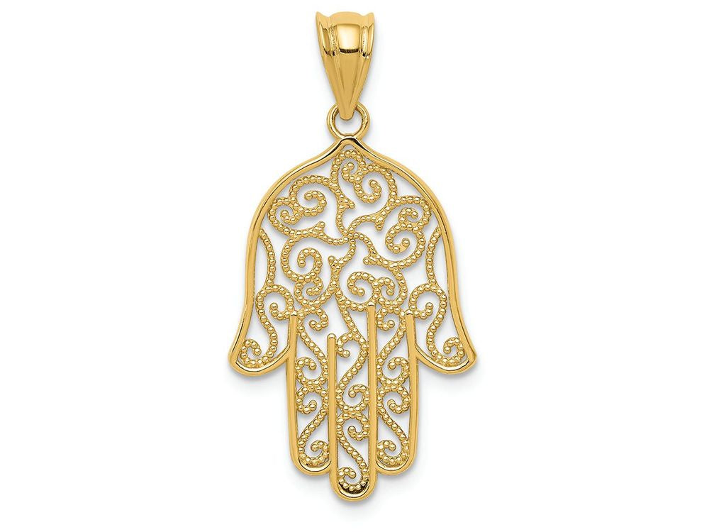 FJC Finejewelers 14k Yellow Gold Filigree Hamsa Charm