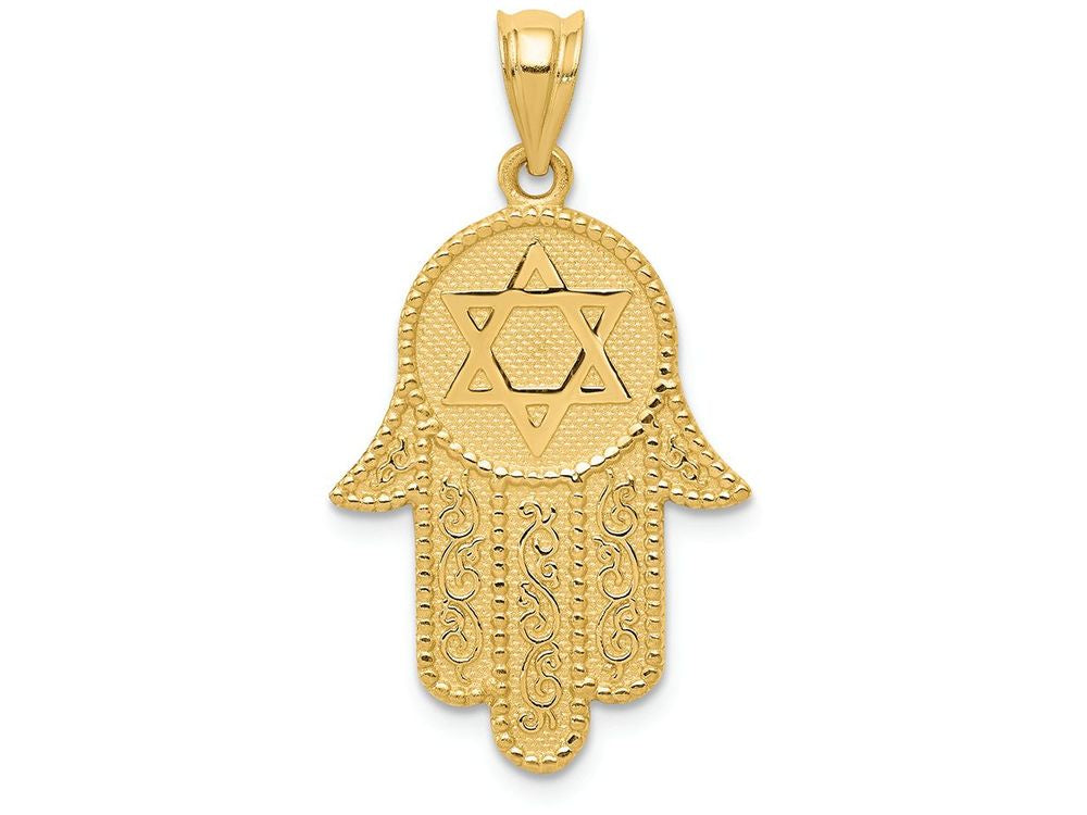 FJC Finejewelers 14k Yellow Gold Hamsa with Star Of David Charm