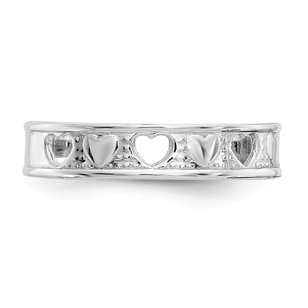 FJC Finejewelers 14k White Gold Polished with Hearts Toe Ring 3mm wide