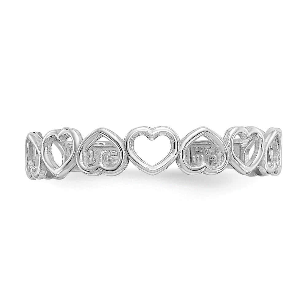 FJC Finejewelers 14k White Gold Polished Cut Out Hearts Toe Ring 3mm wide
