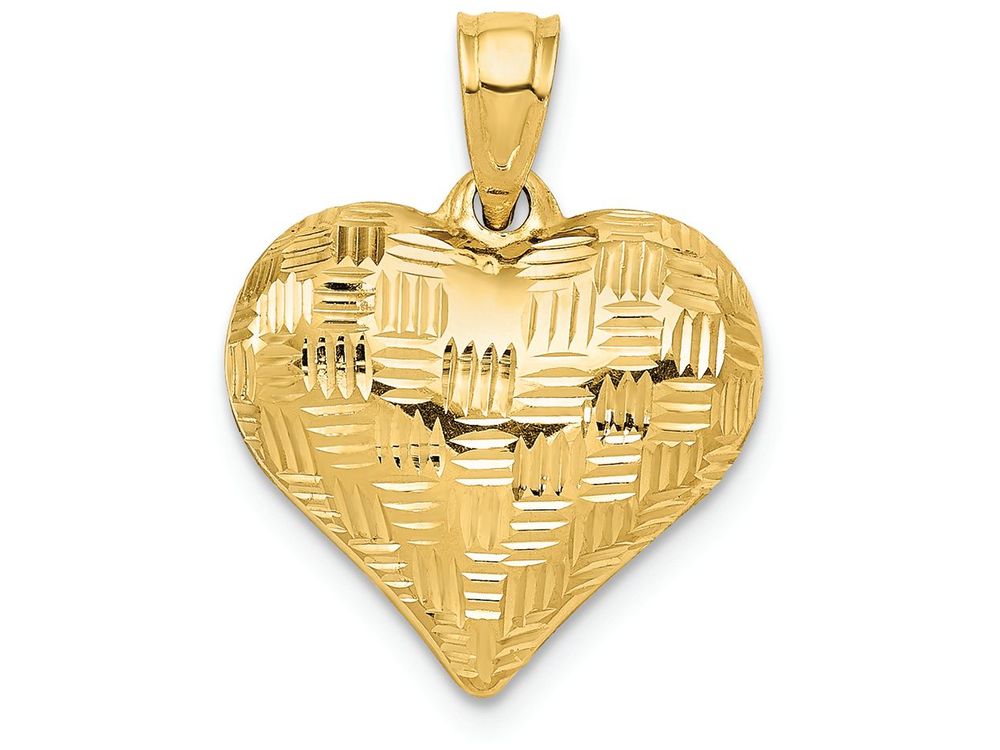 FJC Finejewelers 14k Yellow Gold Textured Puff Heart Charm