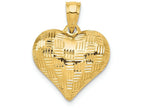 FJC Finejewelers 14k Yellow Gold Textured Puff Heart Charm