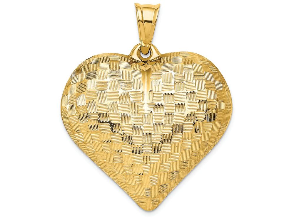 FJC Finejewelers 14k Yellow Gold Textured Puff Heart Charm