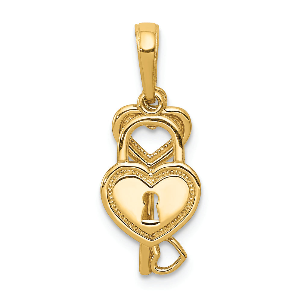FJC Finejewelers 14k Yellow Gold Polished Key And Heart Shaped Lock Moveable Charm