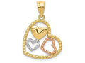 FJC Finejewelers 14k Two-tone Gold with Rhodium Polished Textured Heart Charm