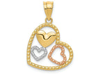 FJC Finejewelers 14k Two-tone Gold with Rhodium Polished Textured Heart Charm
