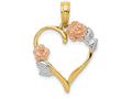 FJC Finejewelers 14k Y Rose with Rhodium Polished Flowers Leaves Charm