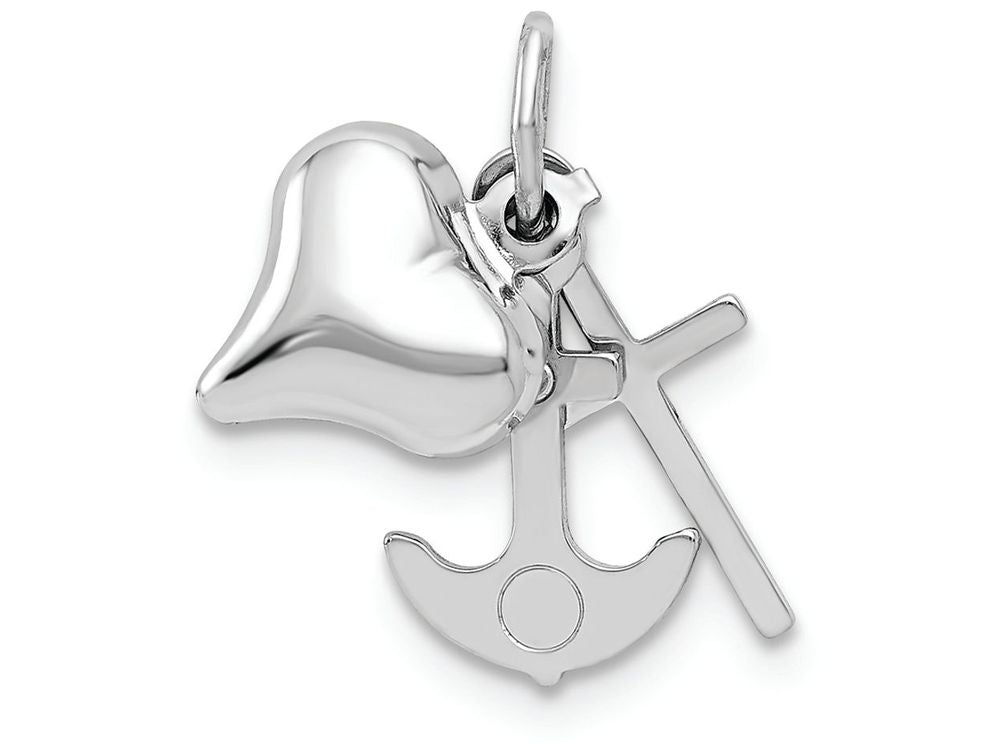FJC Finejewelers 14k White Gold Heart  Cross And Anchor Charm