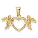FJC Finejewelers 14k Yellow Gold Flying Cherubs Holding Heart Charm
