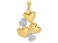 FJC Finejewelers 14k Yellow Gold with Rhodium Polished Heart Cluster Charm