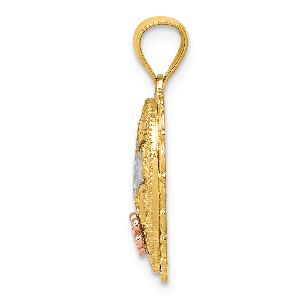 FJC Finejewelers 14 Kt Tri Color Gold Polished #1 Mom Shadowbox Charm