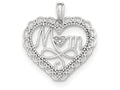 FJC Finejewelers 14k White Gold Polished Mom Scallop Heart Charm