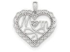 FJC Finejewelers 14k White Gold Polished Mom Scallop Heart Charm