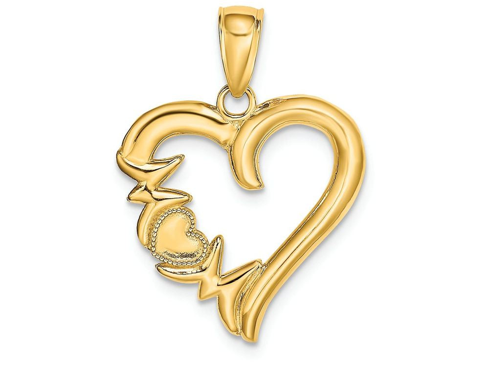FJC Finejewelers 14k Yellow Gold Polished Heart with Mom On Left Side Charm
