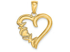 FJC Finejewelers 14k Yellow Gold Polished Heart with Mom On Left Side Charm