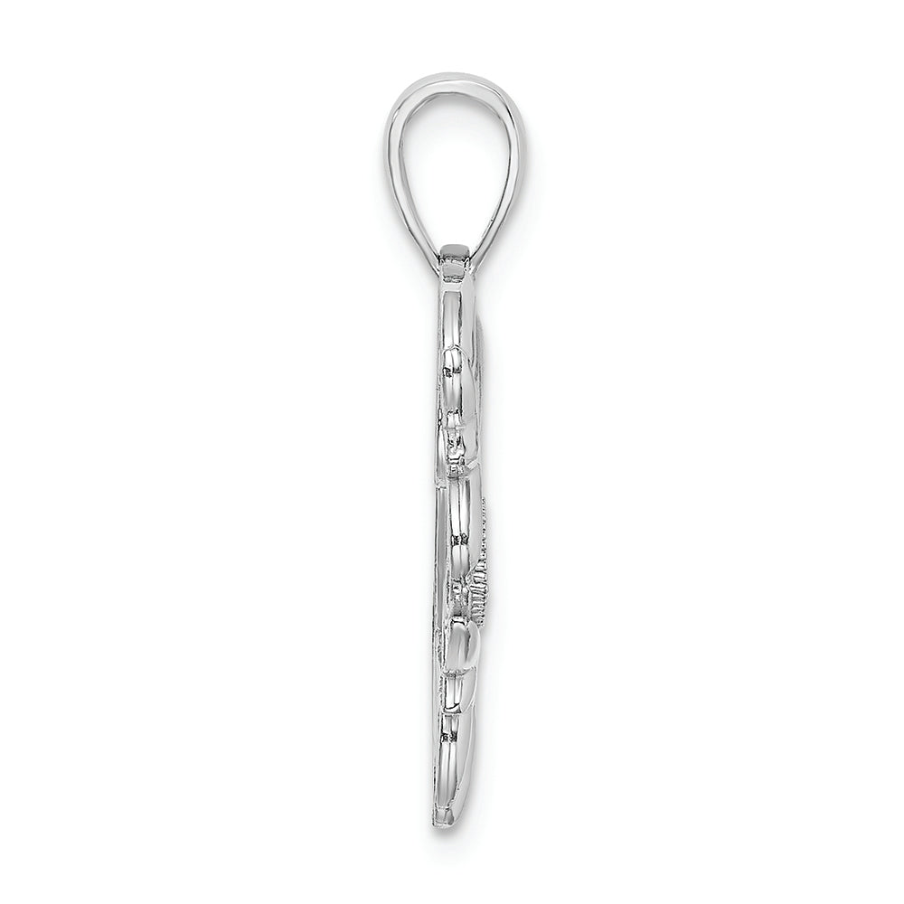 FJC Finejewelers 14k White Gold White Heart with Mom On Left Side Charm