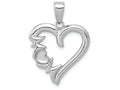 FJC Finejewelers 14k White Gold White Heart with Mom On Left Side Charm