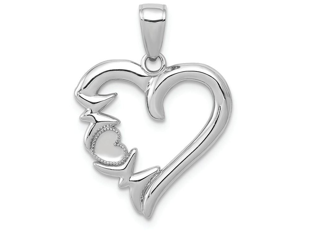 FJC Finejewelers 14k White Gold White Heart with Mom On Left Side Charm