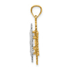 FJC Finejewelers 14k Two-tone Gold Polished Textured 2 Level Snowflake Charm