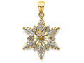 FJC Finejewelers 14k Two-tone Gold Polished Textured 2 Level Snowflake Charm