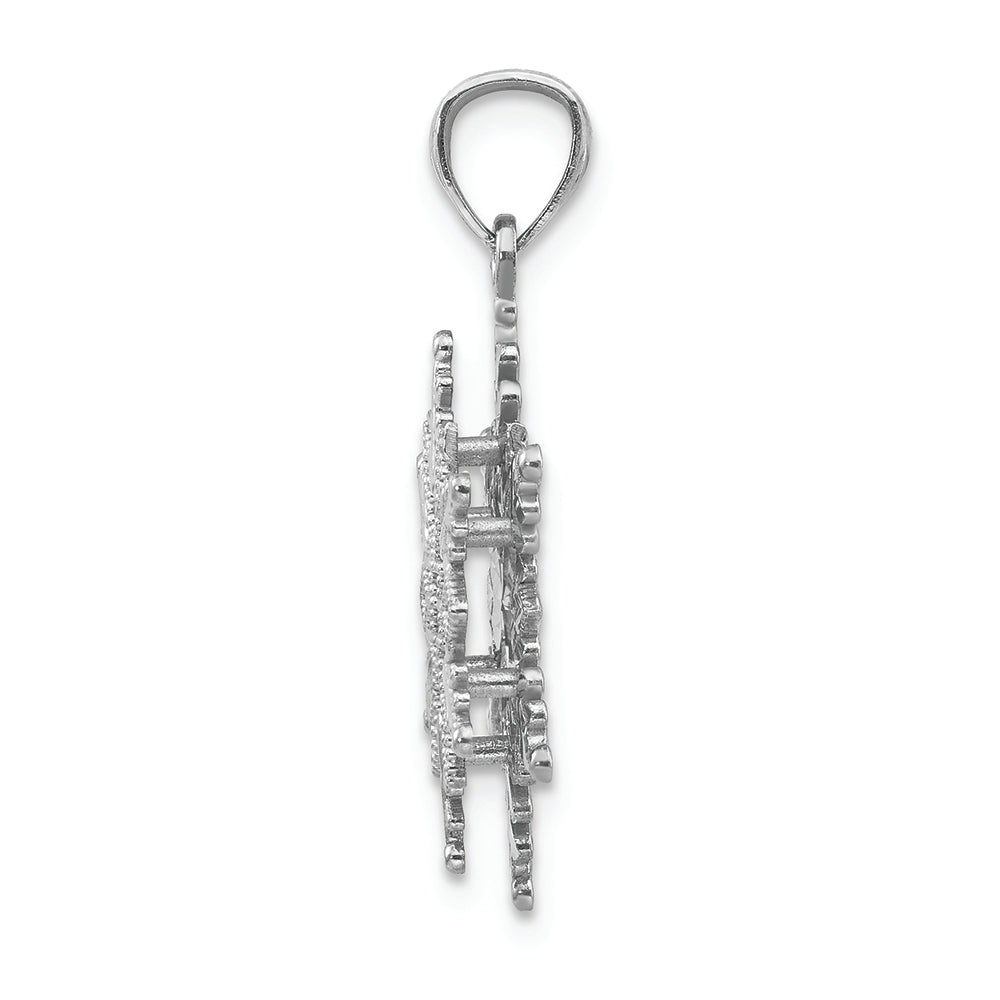 FJC Finejewelers 14k White Gold Polished Textured 2 Level Snowflake Charm