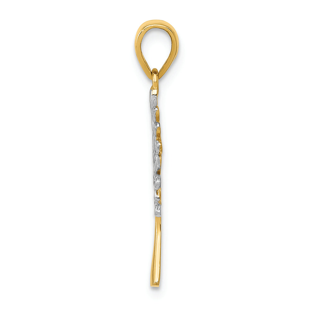 FJC Finejewelers 14k Yellow Gold with Rhodium Bright Cut Tree Charm
