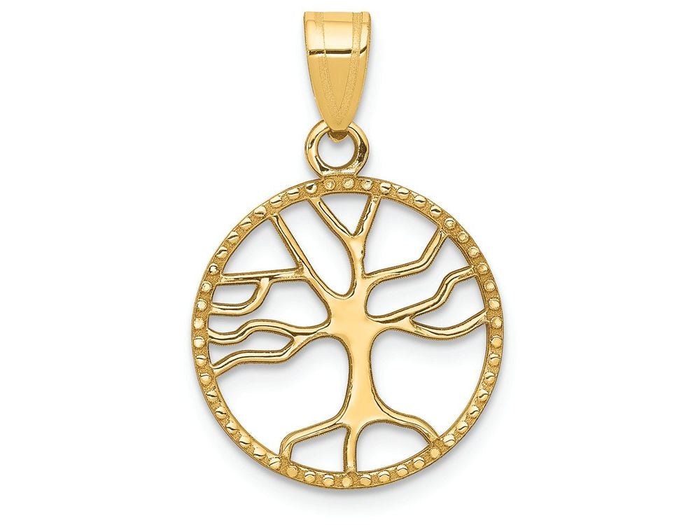 FJC Finejewelers 14k Yellow Gold Polished Small Tree Of Life In Round Charm
