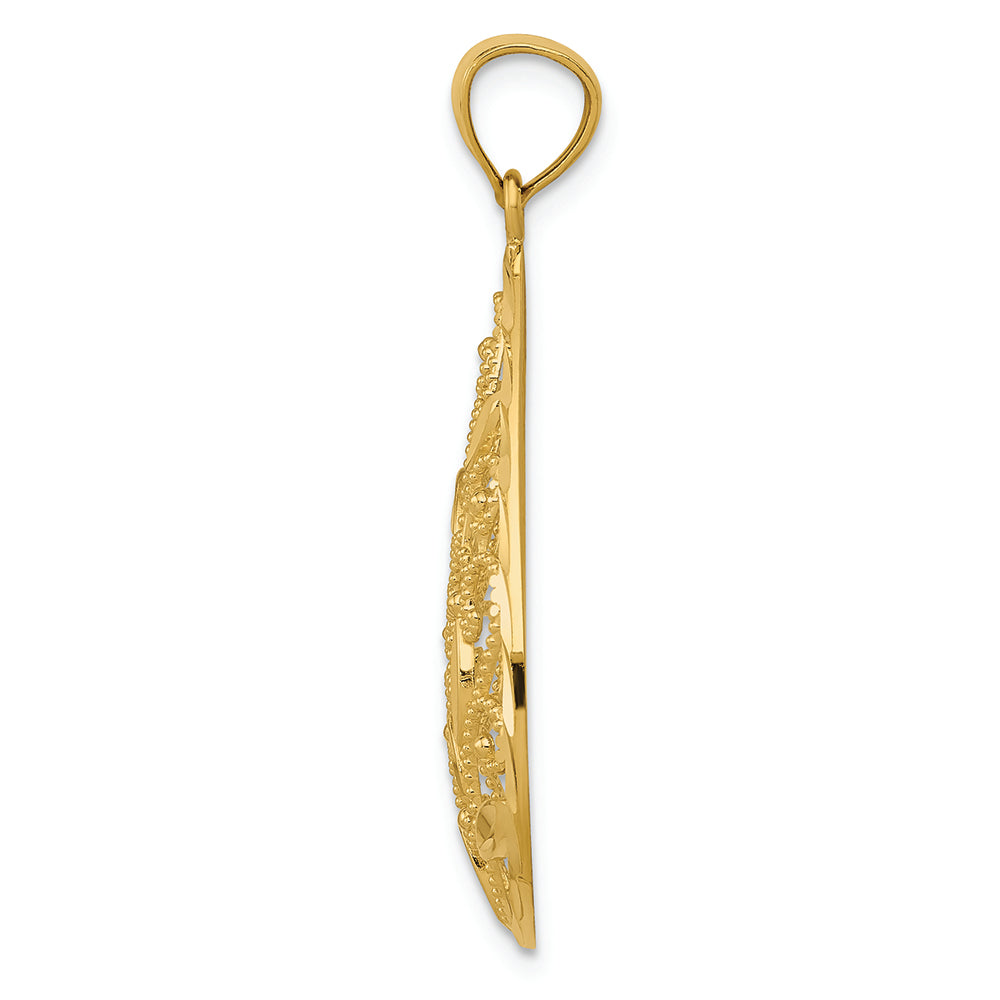 FJC Finejewelers 14k Yellow Gold Polished Textured Filigree Teardrop Charm