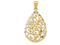 FJC Finejewelers 14k Yellow Gold Polished Textured Filigree Teardrop Charm